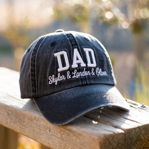 Personalized Dad Hat with Kids Names, Custom Embroidered Dad Cap, Father’s Day Gift for Dad, Daddy Hat, Gift from Kids