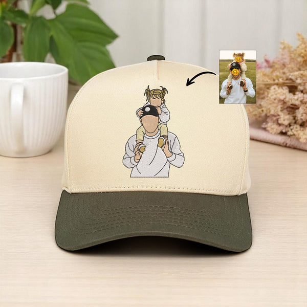 Personalized Photo Embroidered Hat, Custom Portrait Cap from Your Photo, Family Picture Embroidery Hat, Gift for Dad Mom, Anniversary Gift