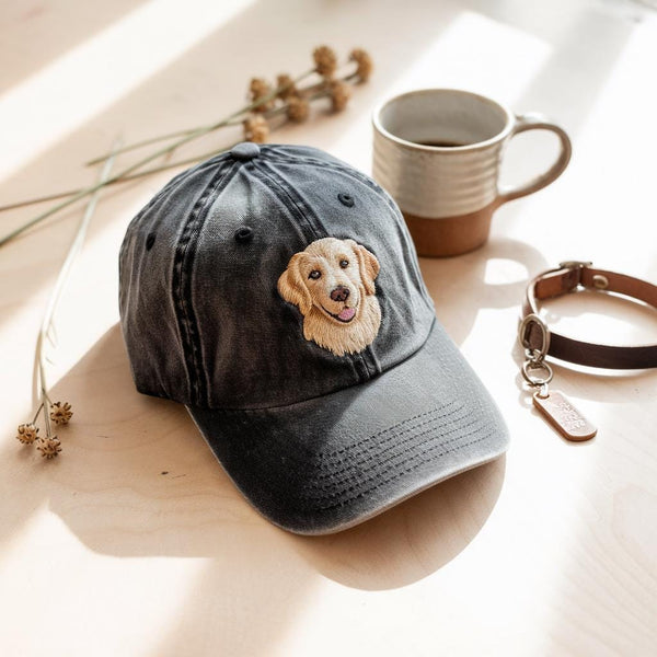 Personalized Pet Photo Hat with Name, Custom Embroidered Dog Cat Hat, Pet Portrait Cap, Gift for Pet Lover, Dog Mom Gift, Cat Lover Gift