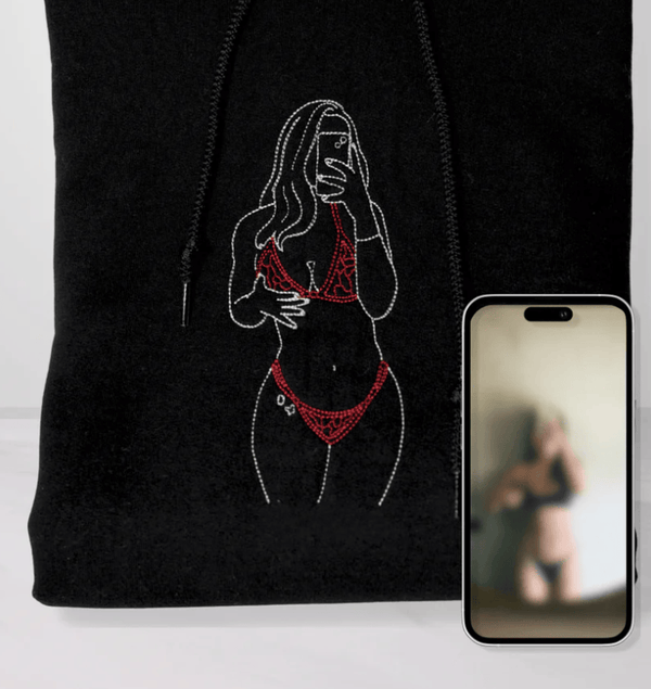 Spicy Outline Design Embroidered Sweatshirt – A Bold Couple Gift for Anniversaries, Valentine, Date Nights & Fun Surprises