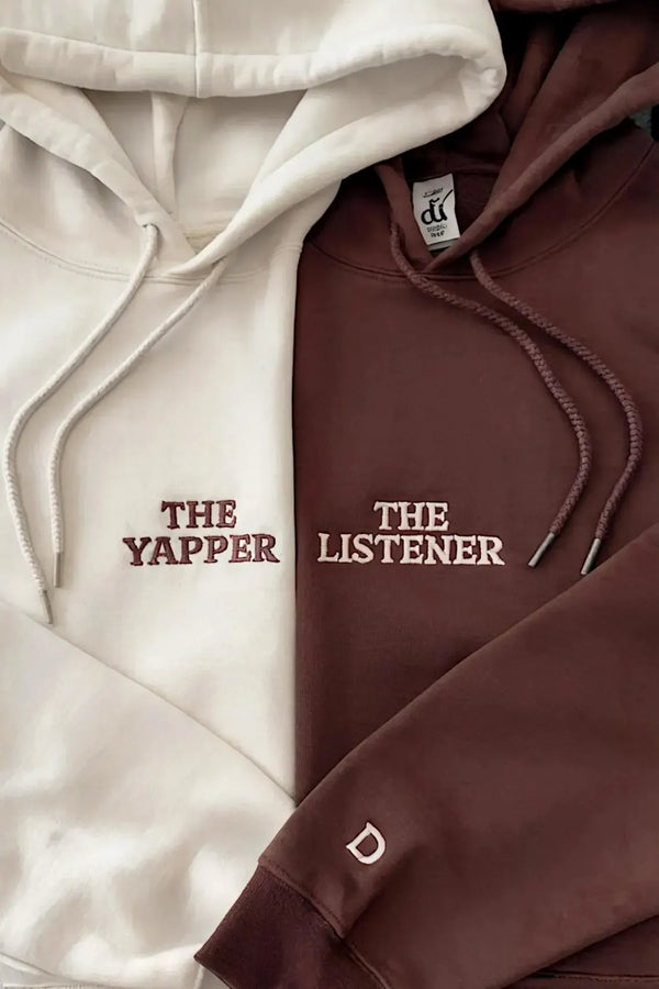 Embroidered Couple Sweatshirt: Listener & Yapper Matching Shirts